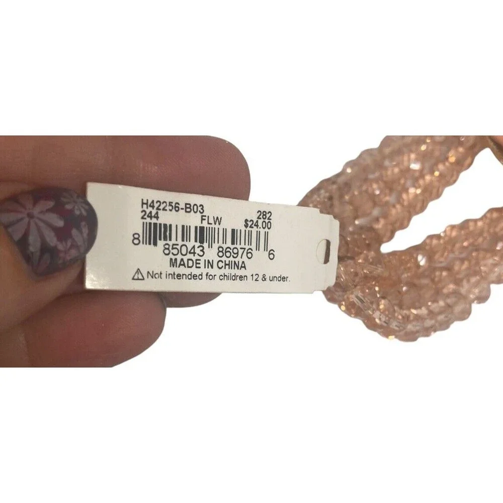 NWT bracelet Fairy M Haskell Pink Flower Beaded Elastic band boho whimsygoth